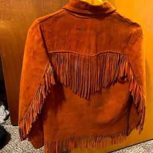 Vintage Rust Fringe Leather Jacket Size Small